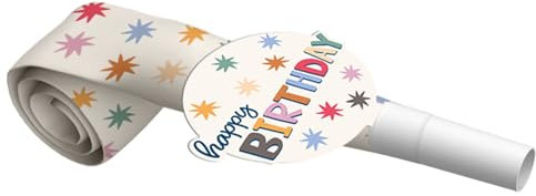 Folat B.V.- Folat 26874 Decoración Blanca con Estrellas de Colores-Matasuegras-Starburst-6 Piezas-Cumpleaños Feliz y Colorido para niños y Adultos, Multicolor