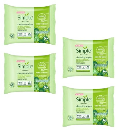Kind To Skin Cleansing Bundle with 25 Simple Facial Wipes For Sensitive Skin - Home & Hatch Bundle (Pack of 4)