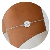 RMMD Armband Damen - Silber, 18K Weißgold Vergoldet mit Buchstaben M - Armkette Initiale - Modeschmuck Geschenke für Frauen & Mädchen