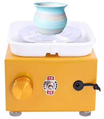 vinnyooc Roue de Poterie Électrique, Mini Tour de Potier 2000 tr/min, Plateau Céramique 10cm avec Cuve ABS Amovible pour Céramique Travail Céramique Clay Art Craft