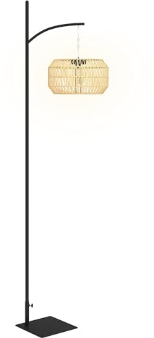 Outsunny Lámpara Solar de Pie Lámparas Solares de Ratán con Sensor de Luz Luz Solar Automática Estilo Boho IP44 Lámpara Solar Impermeable Lámpara de Exterior Linterna Solar para Jardín Balcón Exterior
