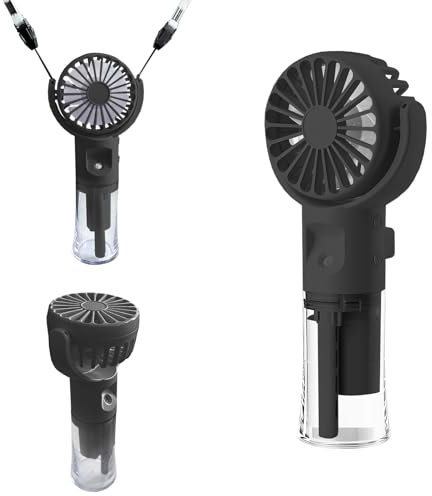 Ventilateur et brumisateur portable WUDEUI, rechargeable, 4 vitesses, pour l'été, voyages, maquillage, maison, bureau, camping