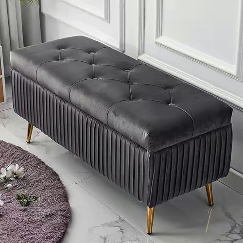 Förvaringsbänk med kudde, entrébänk, med förvaring, sovrumsförvaringsbänk, dekorativ förvaring, multifunktionsbänk för hem, eleganta och funktionella möbler