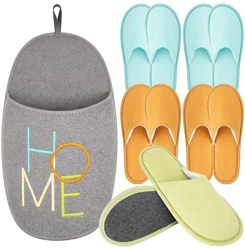 ONVAYA Set di pantofole per ospiti Home, lavabili, antiscivolo, 5 paia di eleganti pantofole per ospiti – Guest Slippers – comode pantofole unisex