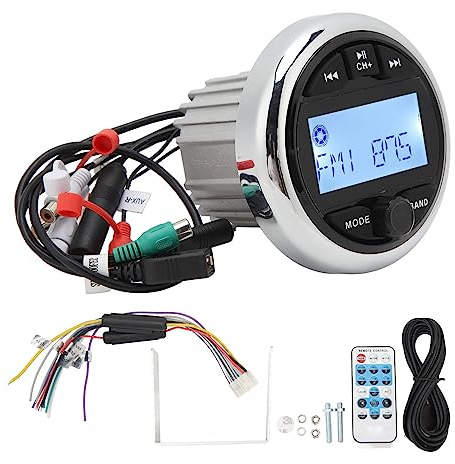 Asixxsix Récepteur Stéréo Marin pour Bateau, Lecteur MP3 Bluetooth, Radio Numérique Stéréo FM AM avec Télécommande, Système Radio étanche pour Bateau, Yacht, Moto, Camping-Car