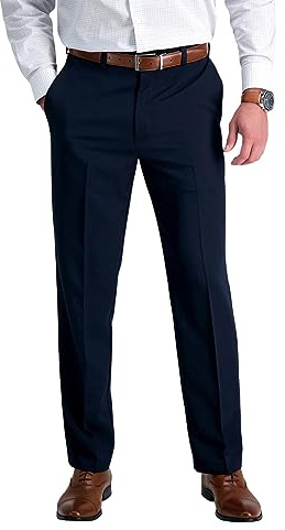 Haggar Men's Cool 18 Flat Front Pant Reg. and Big & Tall Sizes, Navy, 44W x 29L