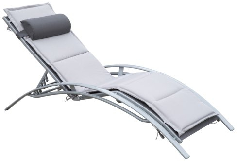 Outsunny Sonnenliege Gartenliege Gartenstuhl Relaxsessel Liegestuhl Alu verstellbar Grau 170 x 64 x 82 cm