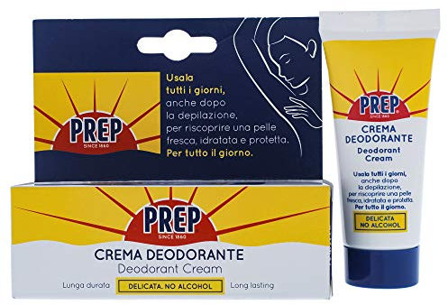 Prep, Crema Deodorante, Antitraspirante, Protezione 48h, per Pelli Sensibili, Senza Alcol, Coloranti e Conservanti