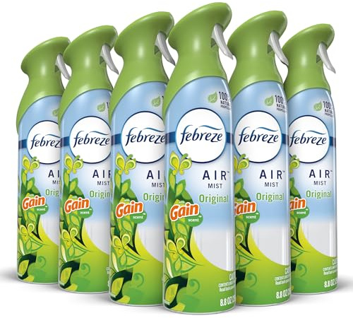 Febreze Air Mist Air Freshener Spray, Odor-Fighting Room Spray, Air Fresheners for Home and Bathroom and Kitchen, Aerosol Can, Gain Original Scent, 8.8oz, (Pack of 6)