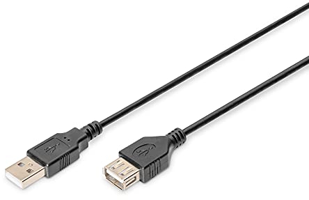 DIGITUS USB 2.0 extension cable - 3 m - USB-A (plug) to Type A (socket) - 480 Mbps - Black