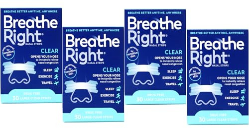 (120 Strips) Breathe Right Nasal Strips Clear Large for Sensitive Skin