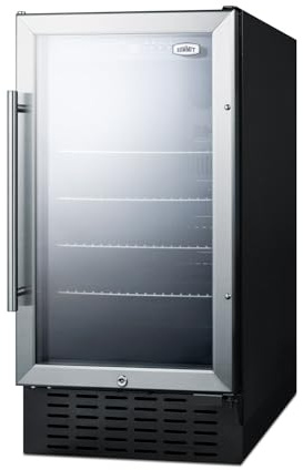 Summit 18” Built In Beverage Center, 2.7 cu.ft. Capacity, Stainless Steel & Glass- SCR1841B