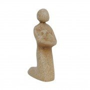 MaMeMi Hirte, kniend, mit Lamm auf dem Arm * Weihnachtskrippe/Krippen/Krippenfigur * beige grundiert, mit dunkler Patina * Grösse:10 cm