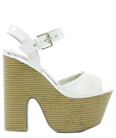 FOLLOW ME FMUK Womens HIGH Heel Platform Cut Out Wedge PEEP-Toe Ankle Strap Shoes Size 3-8 DARA Black