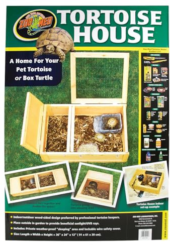 Zoo Med Tortoise House - Habitat per Tartarughe in Legno, Tartarugario da interno o esterno, 91,44X60,96X30,48 CM