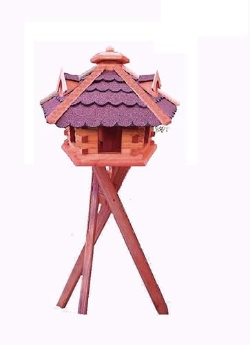 BTV Vogelhaus, Vogelfutterhaus, 62 cm, Dach rot,