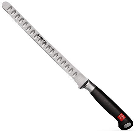 Burgvogel, Coltello per salmone Solingen, forgiato, 20 cm, Master Line, lama con scanalature, inossidabile, nero, lavabile in lavastoviglie
