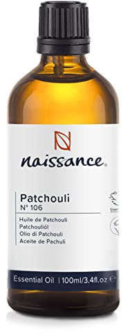 Naissance Olio Essenziale di Patchouli (No. 106) 100ml - 100% Puro, Naturale, Cruelty Free, Vegan e Non Diluito - Aromaterapia, Massaggio e Diffusori - Aroma Sensuale, Dolce e Confortante