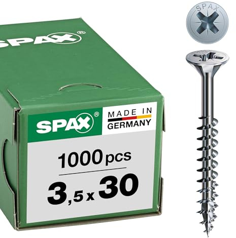 SPAX Vite universale, 3,5 x 30 mm, 1000 pezzi, Filetto parziale, Testa svasata, Intaglio a croce Z2, 4CUT, WIROX - 0291010350305