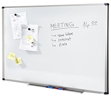 MOB Whiteboard Economy | Testnote 1,5 | schutzlackierte Magnettafel beschreibbar - im stabilen Alurahmen | als Magnetwand, Memoboard - 60x90 cm