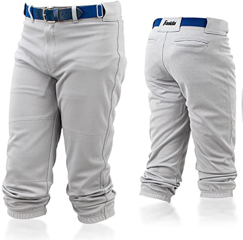 Franklin Sports Youth Knicker Baseball + Softball Pants - Knee High Pants for Kids - Knicker Style with Belt Loop Gray
