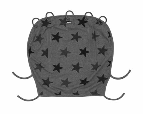 Dooky Universal Cover Grey Stars protection solaire, protection contre les intempéries pour siège de bébé, poussette et buggy (protection UV SPF 40+, testé TÜV, ajustement universel), Gris