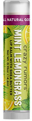 Crazy Rumors Peppermint Lemongrass Soothing Lip Balm Stick for Dry Lips, 100% Natural and Vegan 4 g