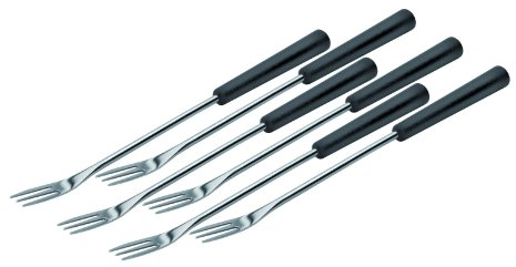Kuhn Rikon 32039 Fourchette Fondue au Fromage/Viande Synthétique/Acier Inoxydable Argent/Noir 26,5 x 1,5 x 1,5 cm 6 Pièces