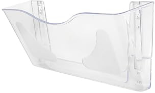 Deflecto Smoke Landscape Wall Mounted File Holder - A4 Wall Mounted Document Holder - A4 Leaflet Holder Wall Mounted Letter Rack - Letter Holder Wall Mounted Magazine Rack Folder Holder