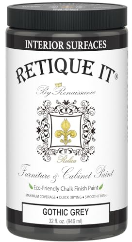 Retique It Chalk Furniture Paint, 32 Fl Oz (Pack of 1), 07 Gothic Grey