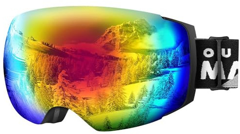 Outdoormaster skidglasögon Pro – ramlös design med utbytbara linser, 100 % UV400-skydd, skid- och snowboardglasögon för kvinnor och män.