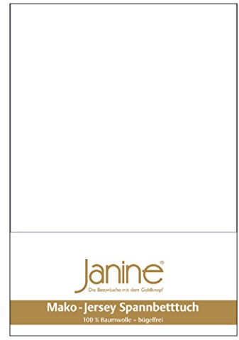 Janine Mako Jersey Spannbettlaken in 36 Farben 200x200 in weiß