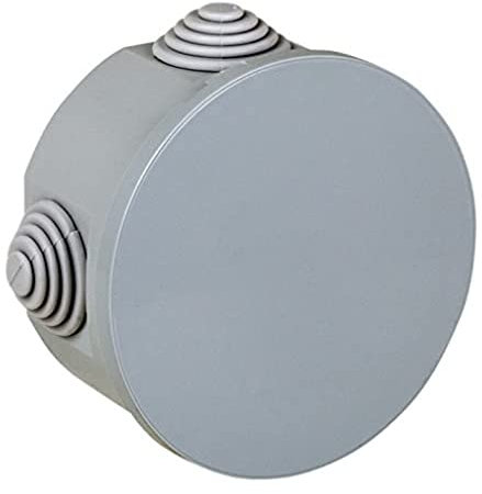 Electraline 60551, Boite Dérivation Ronde avec Embouts a Gradins, diamètre 80 mm, IP44, Gris