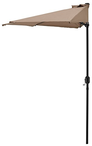 casa.pro Ombrellone a Semicerchio con Palo in Acciaio e Tela Parasole a Mezzaluna per Balcone Terrazzo Giardino Apertura con Manovella 300x150 cm Marrone chiaro