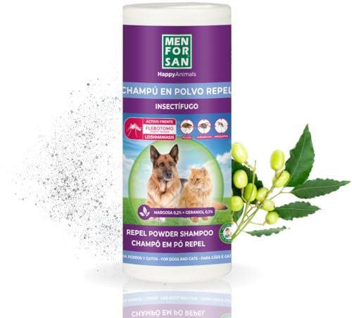 MENFORSAN Champú En Polvo Con Repelente De Insectos Perros, Gatos, 250 g