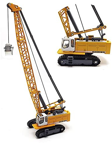 Tipmant Children Alloy Die-cast Car Model Toy Excavator Truck Digging Cable Engineering Vehicle Tower Crane Collection Gift for Kids Scale: 1:87