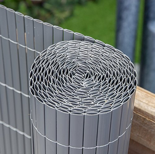 Papillon Artificial Grey Bamboo Cane Plastic Garden Fence Screening Roll Privacy Border 4m x 2m (13ft 1in x 6ft 6in)
