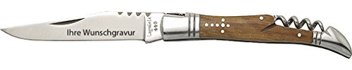 Baladéo Laguiole 'Classic' - mit Korkenzieher, Olivenholz, mit persönlicher Wunschgravur