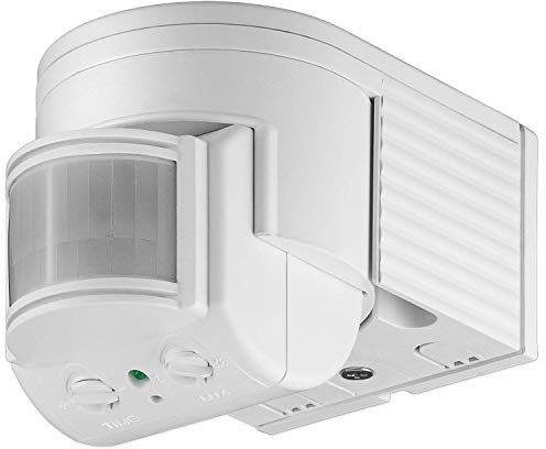 Goobay 95175 Infrarot Bewegungsmelder für Innen & Aussen 180° Pir Sensor LED Leuchte drehbar & neigbar Wand Aufputz Montage 12m Reichweite Weiß