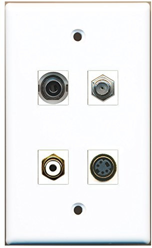 RiteAV – 1 puerto RCA blanco 1 Puerto Cable coaxial, coaxial, 1 puerto S-Video 1 Puerto 3,5 mm placa de pared