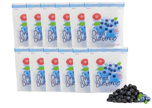 Cherry Bay Orchards - Dried Blueberries - Pack of 12 - 6oz Bags - 100% Domestic, Natural, Kosher Certified, Gluten-Free, and GMO Free – Great Source of Antioxidants - Packed in a Resealable Pouch