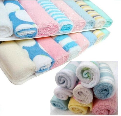 just4baby Pack of 8 Soft Baby Cloth Washing Bath Shower Wipe Towel