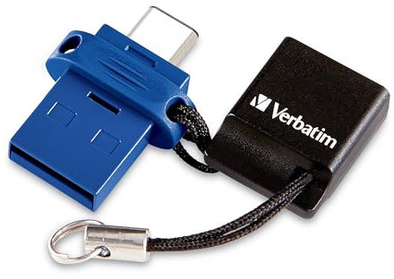 Verbatim Store 'n' Go USB Flash Drive 3.0, Dual USB, USB C and USB A, 16GB, Blue