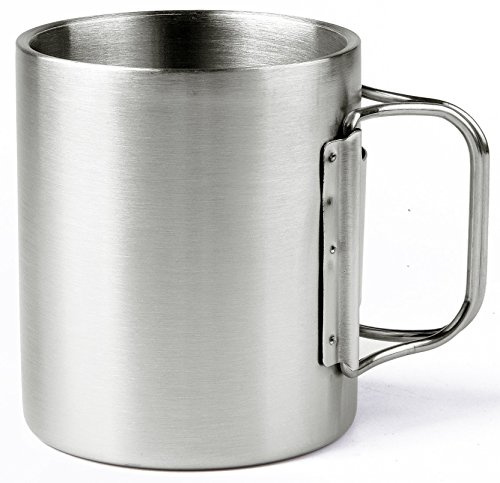 OUTDOOR FREAKZ Gobelet de Camping et Tasse d’Extérieur en Acier Inoxydable (Coupe avec poignées Pliable à Double)