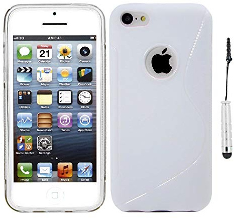 ebestStar - Coque Compatible avec iPhone SE 5S 5 Apple Etui Housse Silicone Gel TPU Souple Motif S-Line + Mini Stylet, Blanc [Appareil: 123.8 x 58.6 x 7.6mm, 4.0'']