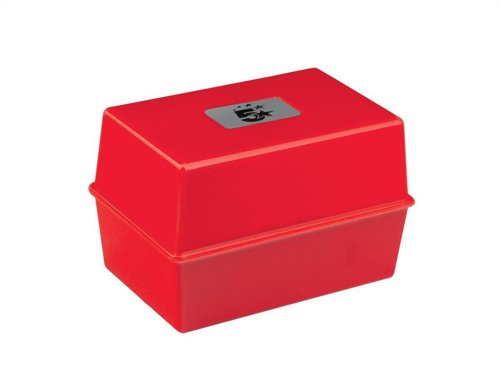 5 Star Office Card Index Box Capacity 250 Cards 6x4in 152x102mm Red