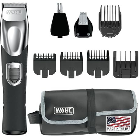 Wahl USA Rechargeable Lithium Ion All in One Beard Trimmer for Men with Detail and Ear & Nose Hair Trimmer Attachment – Model 9854-600B