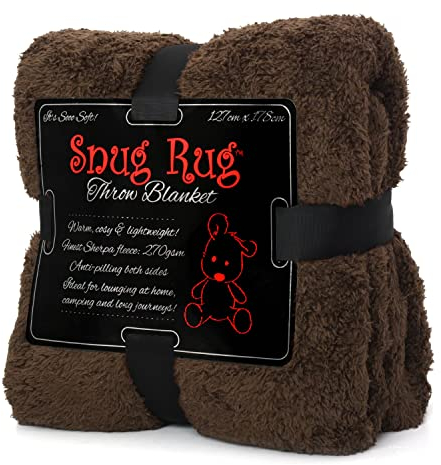Snug Rug Blanket Sherpa Fleece Luxury For Sofa Blankets Warm Winter Soft Throws 127 x 178cm (50 x 70) (Chocolate Brown)