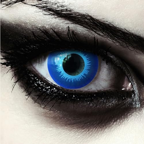 DESIGNLENSES lentilles de couleur bleu intense pour halloween costume GOT marcheur blanc, 1 paire (2 pcs), sans correction + étui à lentilles Blue Elfe