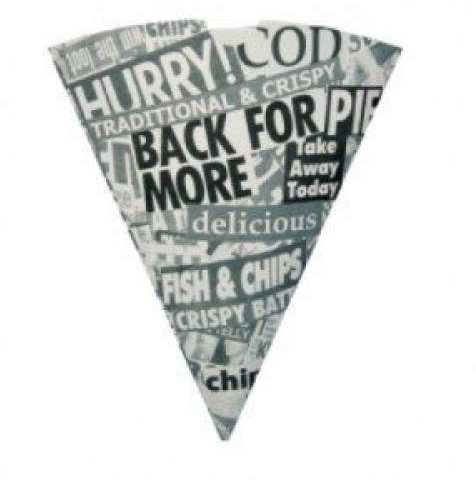 100 x Disposable Newsprint Paper Chip Cones party take away